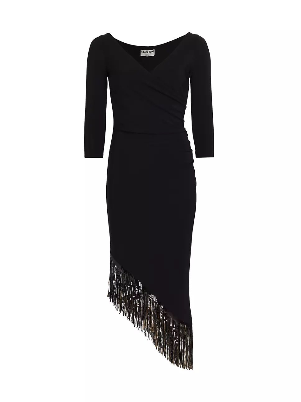 995 Chiara Boni La Petite Robe Benjamin Sequin Fringe Midi-Dress size 2