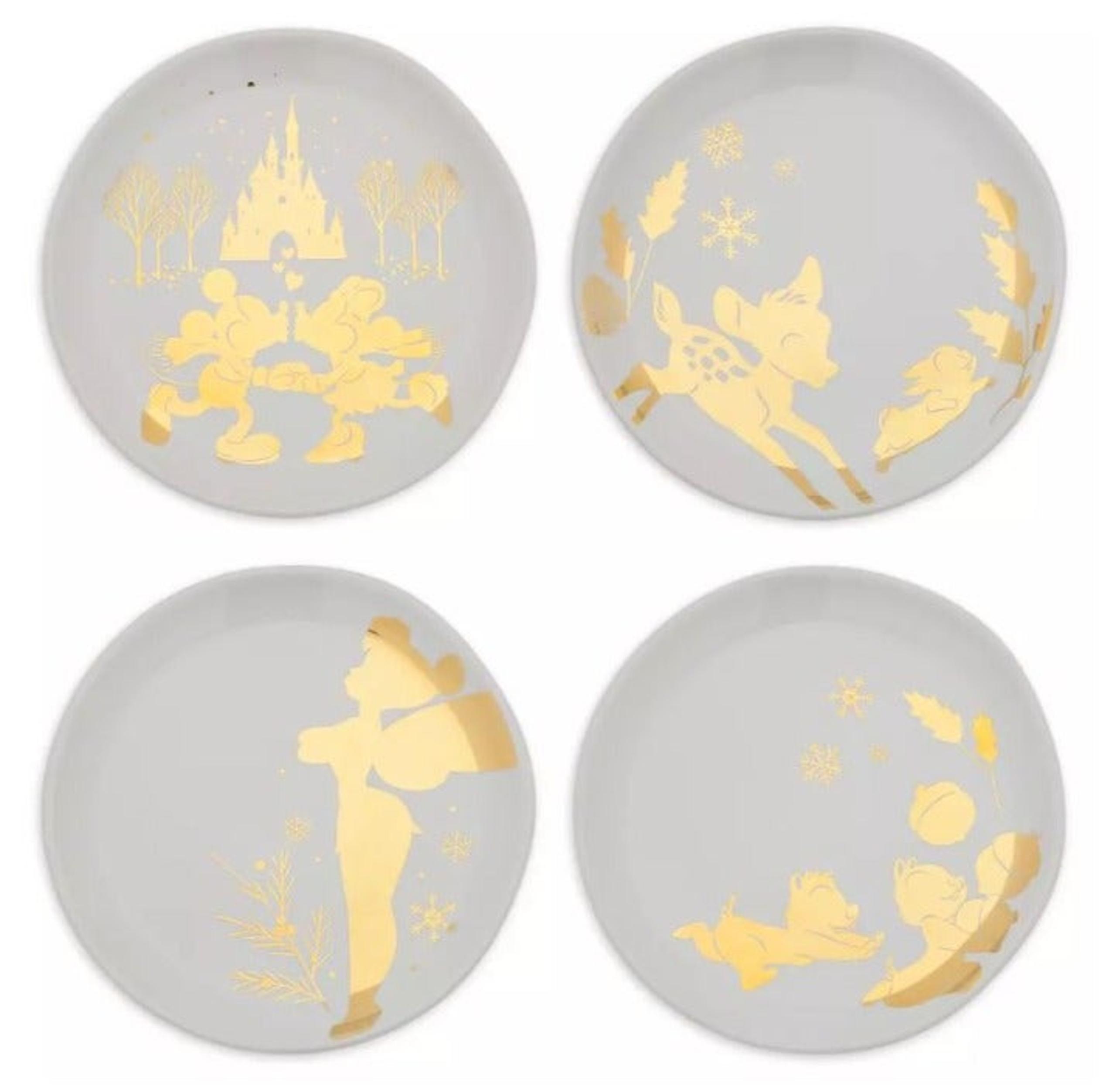 Disney Icy Winter Collection Fantasyland Classic Character Appetizer Plate Set