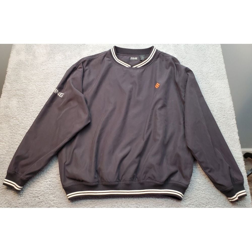 Ping Collection Golf Jacket Men Large Brown Polyester Long Sleeve Crew Neck Logo
