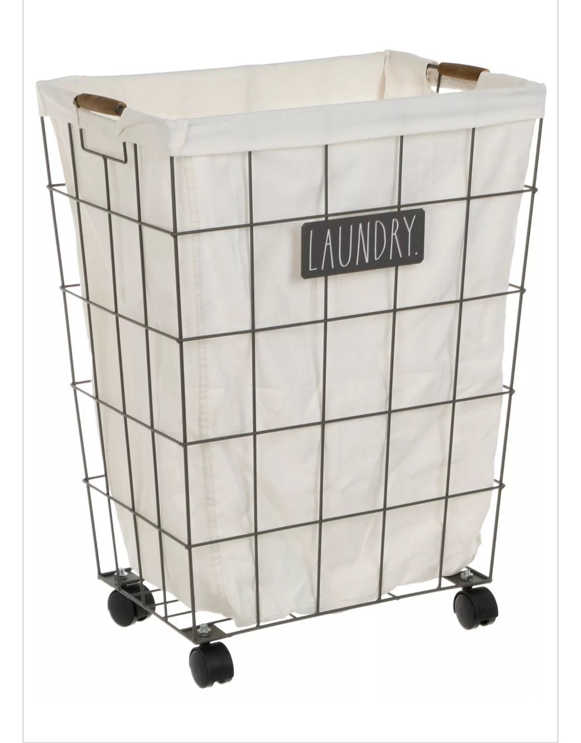 Rae Dunn Rolling Laundry Hamper