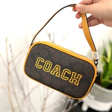 Coach Jamie Wristlet In Signature Canvas With Varsity Motif
