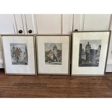 Set of 3 Vintage Framed Signed Ernst Geissendorfer Etching Plönlein Rothenburg
