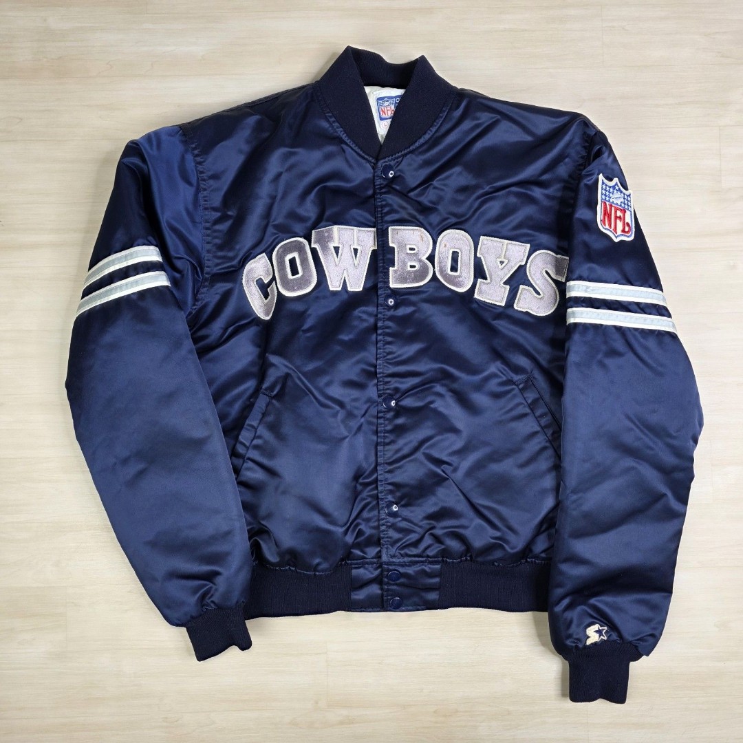 Vintage Starter Pro Line Dallas Cowboys Satin Bomber Jacket Made In USA Large