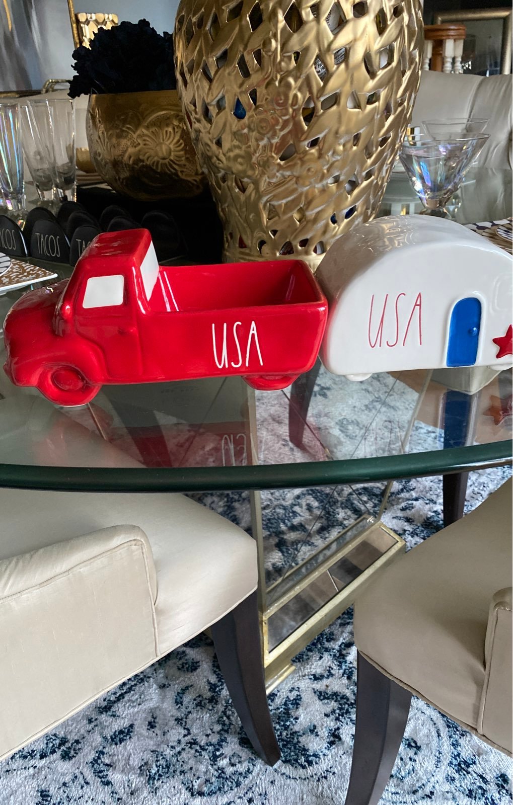 Rae Dunn patriotic truck & trailer