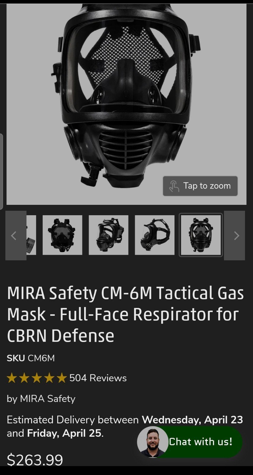 MIRA Safety CM-6M Tactical Gas Mask Full-Face Respirator for CBRN Defense 263