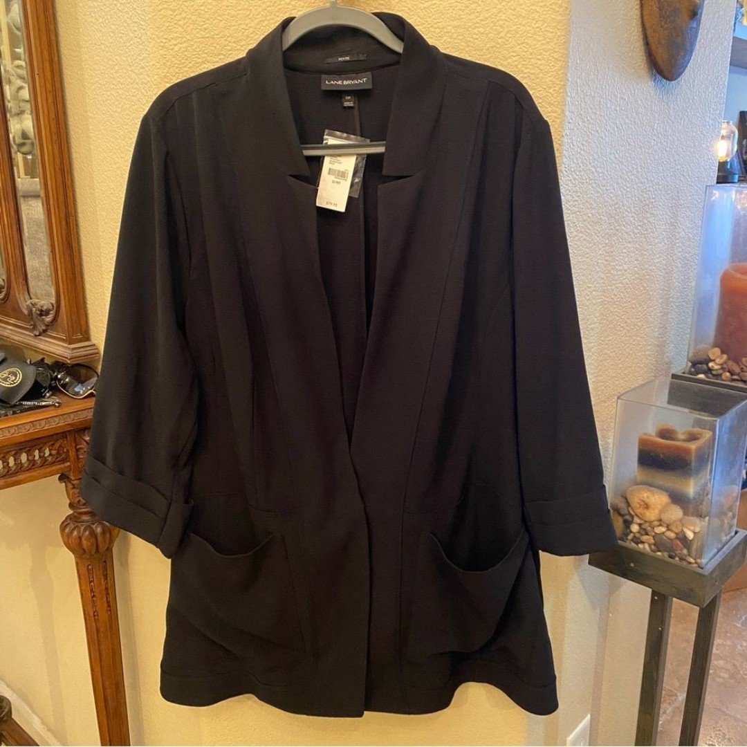 NWT~LANE BRYANT Women Black Fold Up Cuff Jacket Size 22 Petite