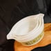 Vintage 3 Pyrex Verde Green Autumn Floral MCM Casserole Bowls Oven 473 474 475