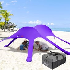 TESALATE Adjustable Thicken 4 Aluminum Poles 6 Anchors Portable 10x10 FT Purple