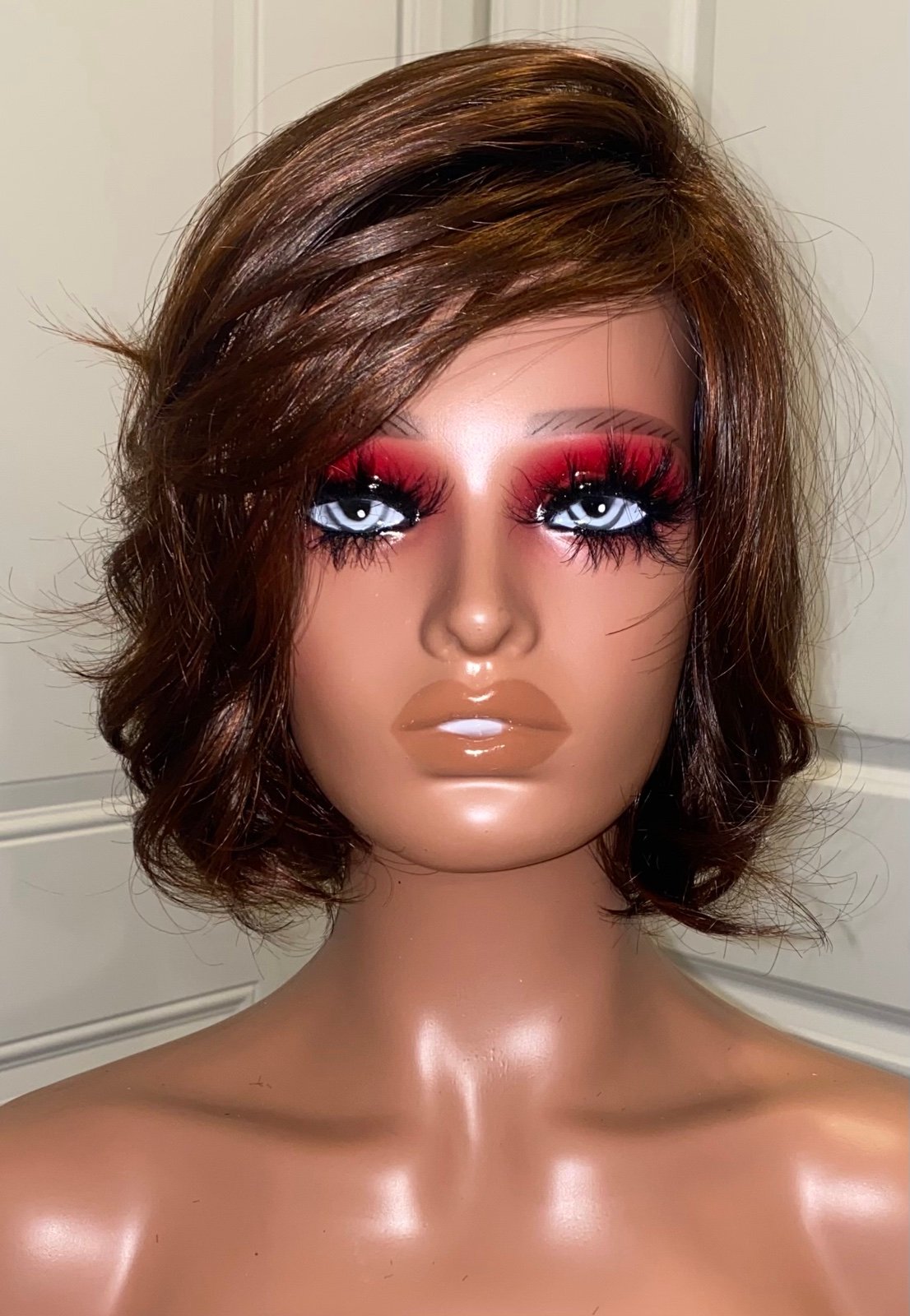 BESTYLEZ216 BESPOKE WIGS *BRENDA* Auburn Brown Bob Synthetic Wig 12inches