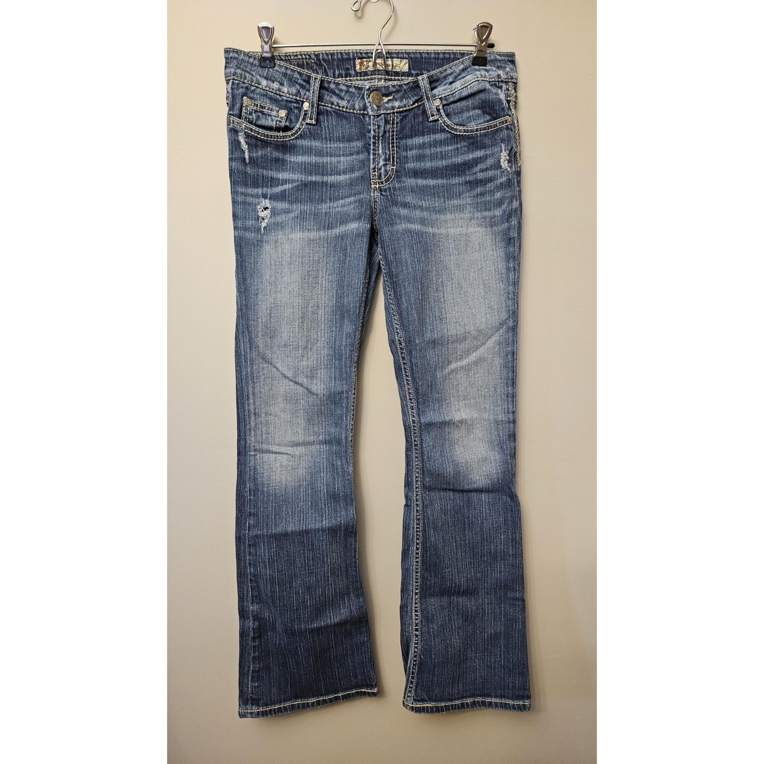 BKE Sabrina Jeans Womens 28x31 Bootcut Flared Low Rise Distressed Medium Wash