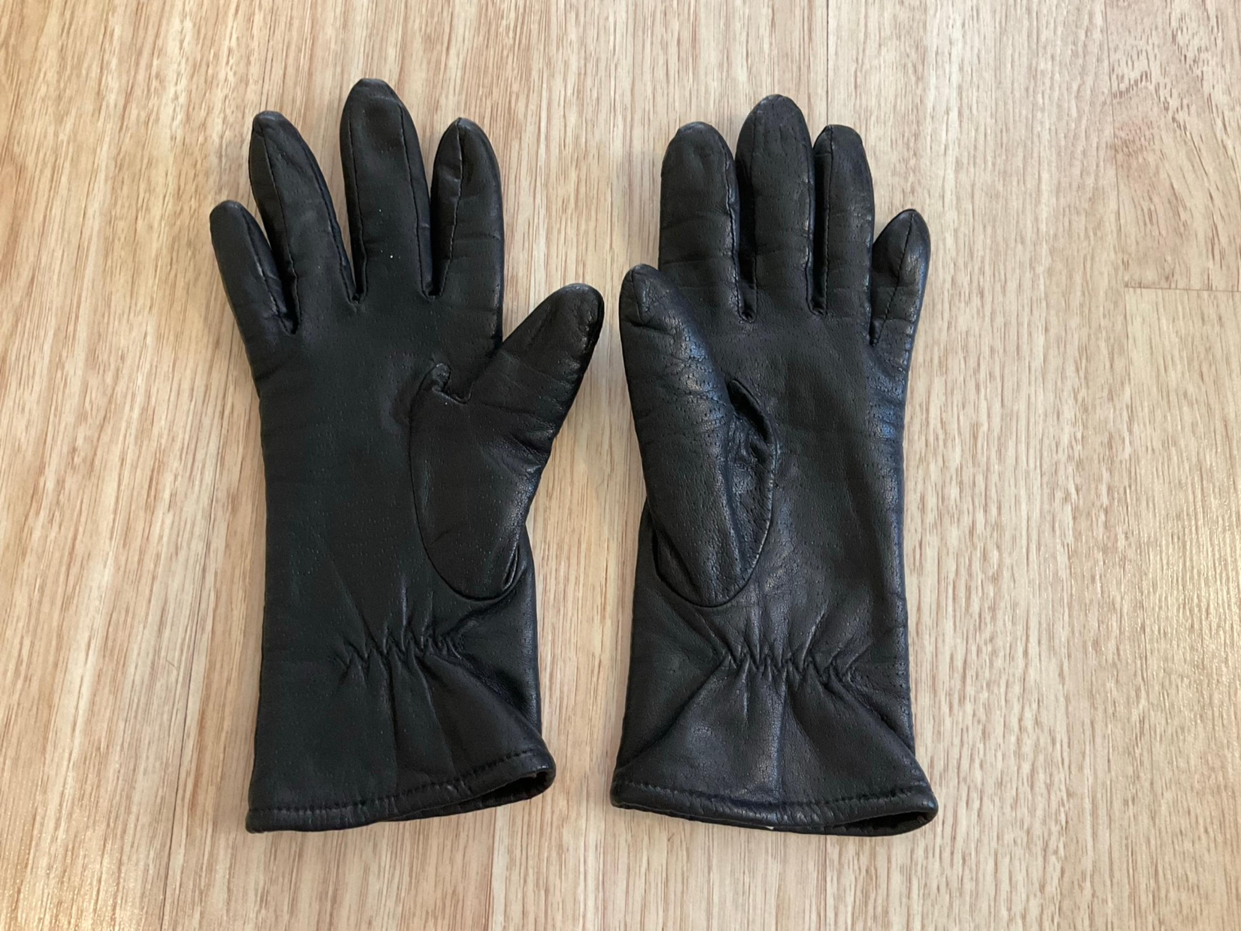 Vintage Fownes Gloves Black Leather Women's Size 7