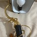 Vintage Curved Black Glass on Brass Black Marble Base and Pillar Bankers Desk