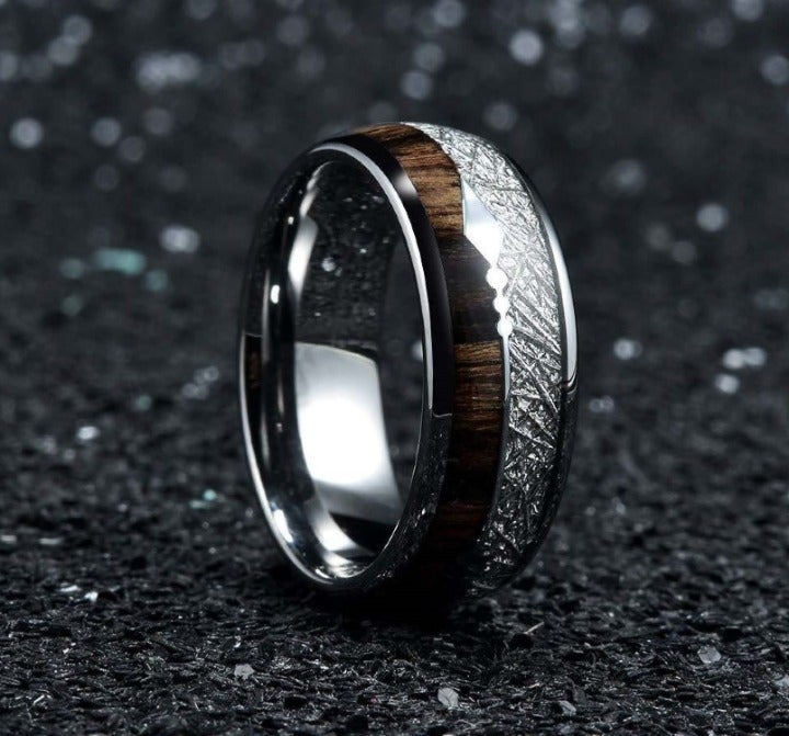 Hunter Koa Wood Tungsten Carbine Men's Ring