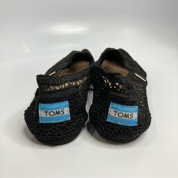 Toms black lace slip on shoes size 8