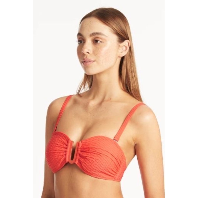 Sea Level Spinnaker U-Bar Bandeau Bikini Top in Tangerine Size 6