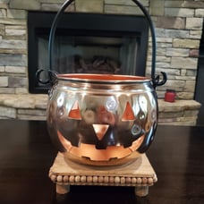 Hammered Metal Jack O Lantern Candle Holder-NWT