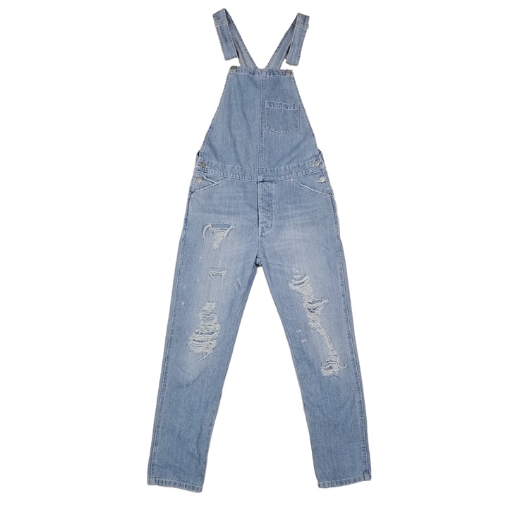 asos Distressed Ripped Denim Overalls Light Blue Sz 28