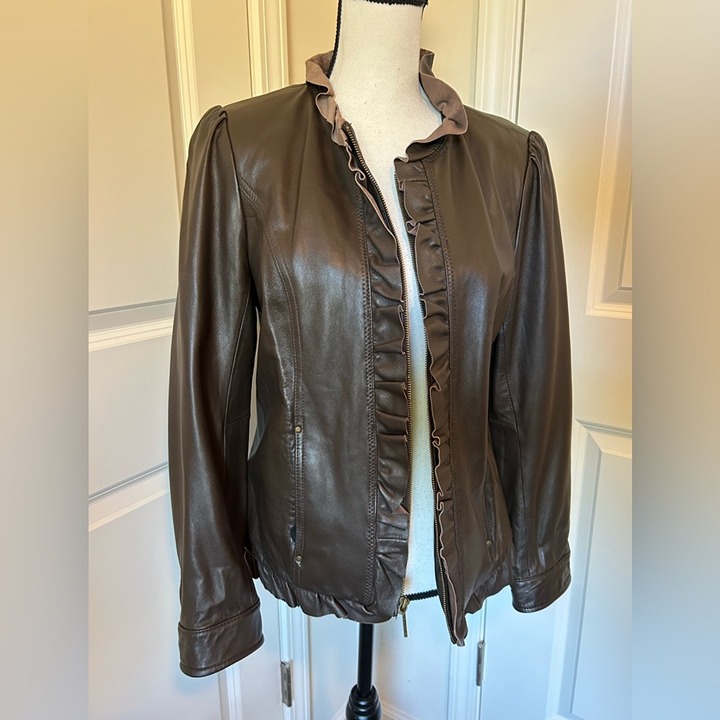 100% genuine brown leather the ruffles