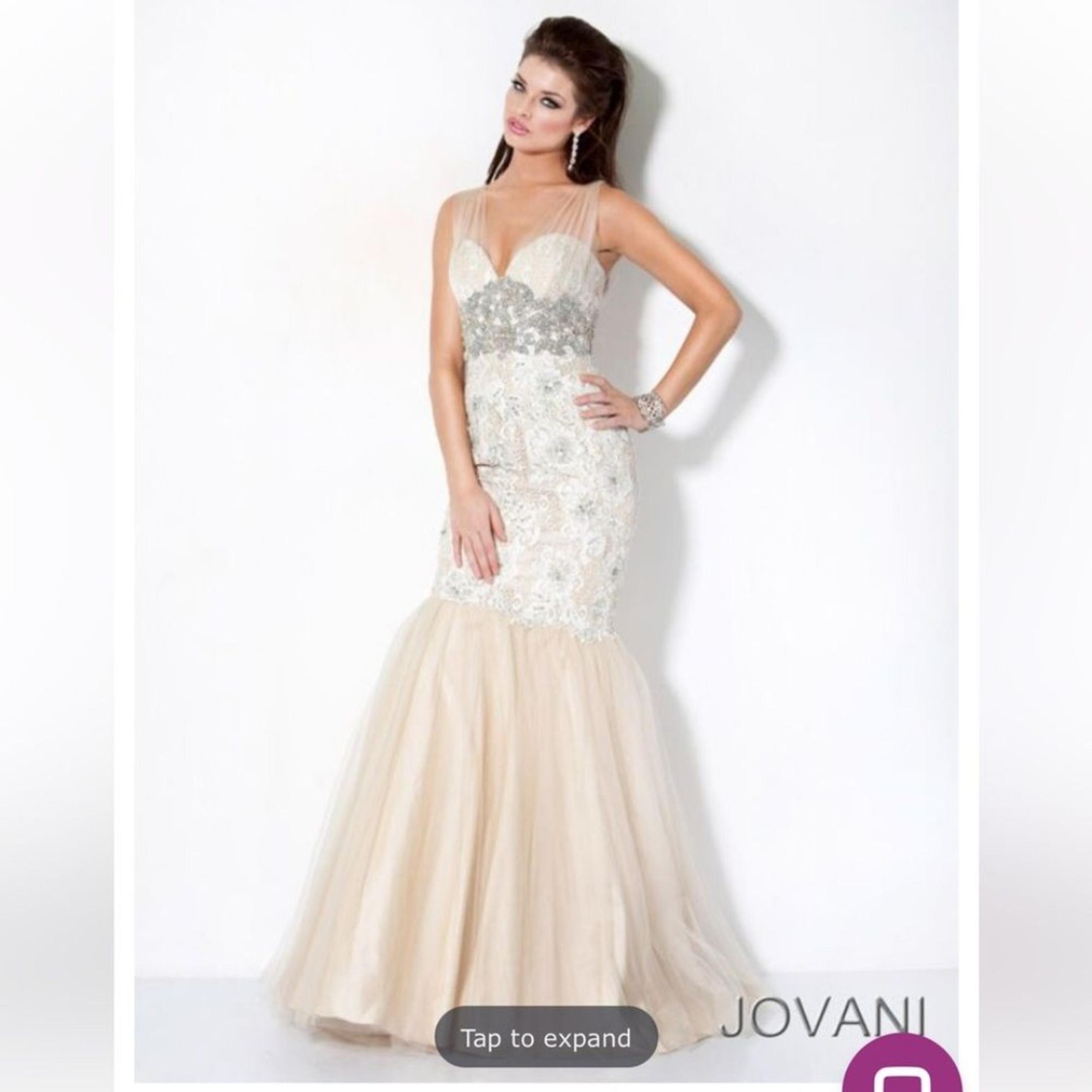 Jovani Cream Lace Mermaid Style Formal Dress Size 8
