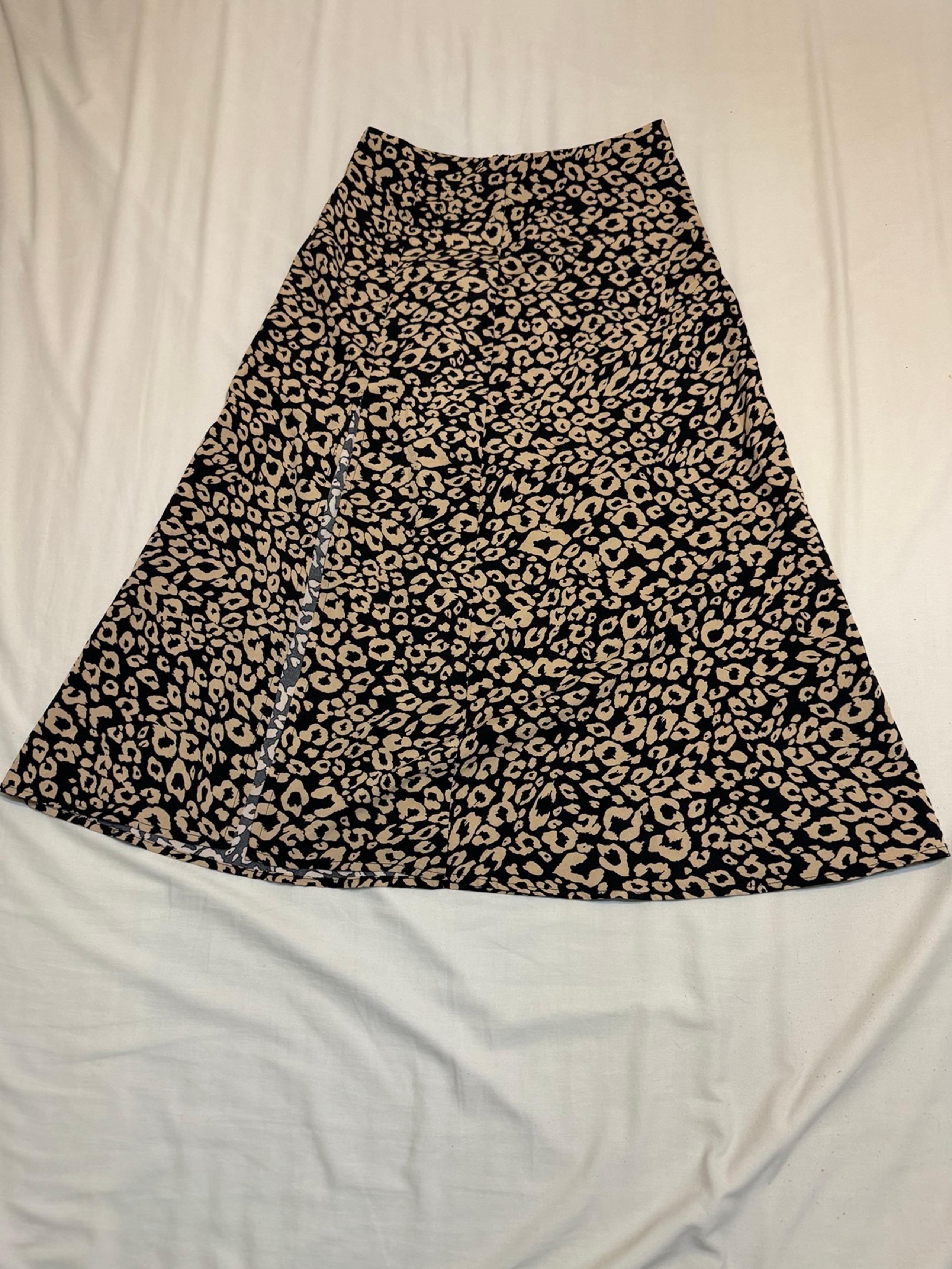 SHEIN Black and Tan Print Maxi A-Line Skirt Resort Wear