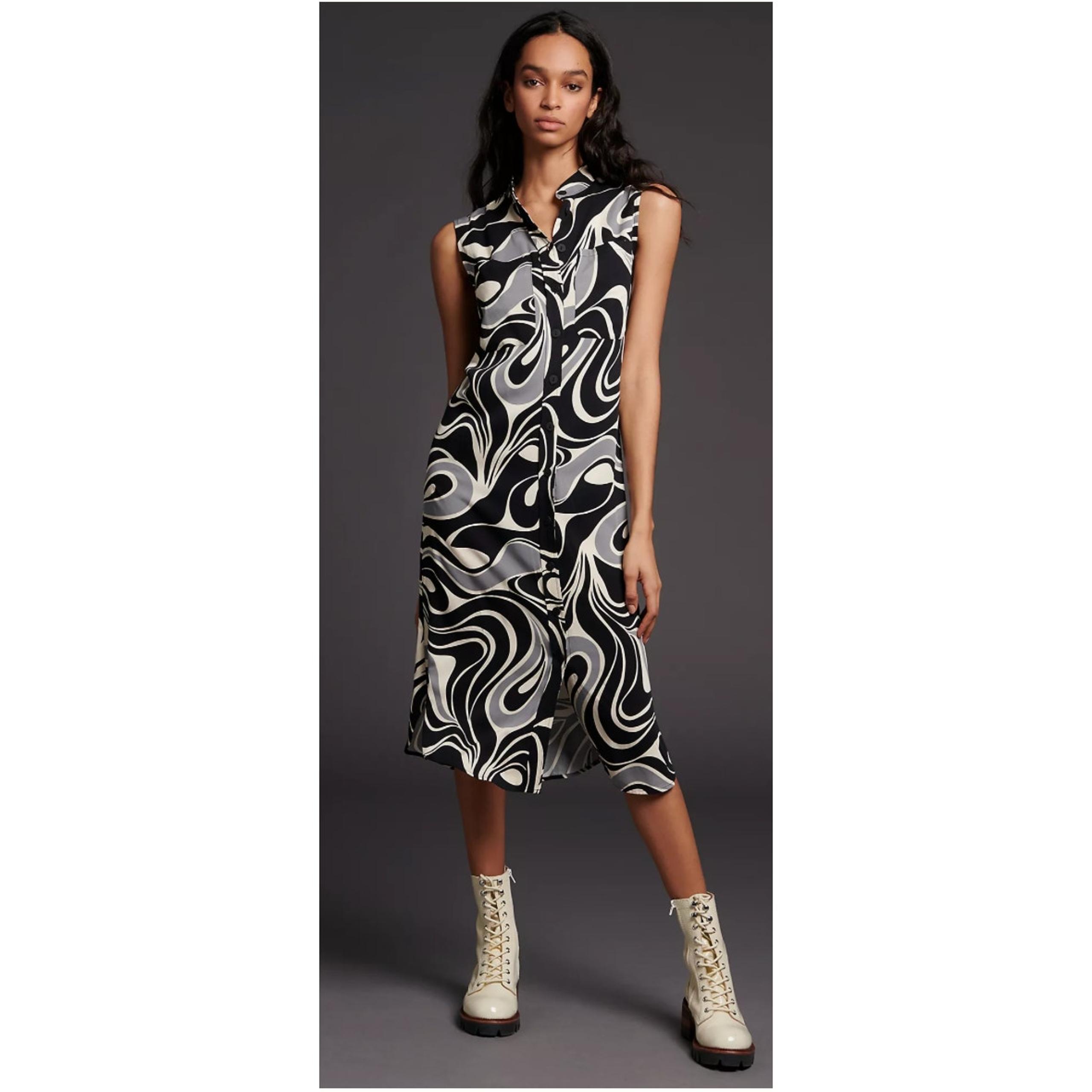 Corey Lynn Calter Gabriela Retro Midi Shirtdress Womens XS Black Anthropologie