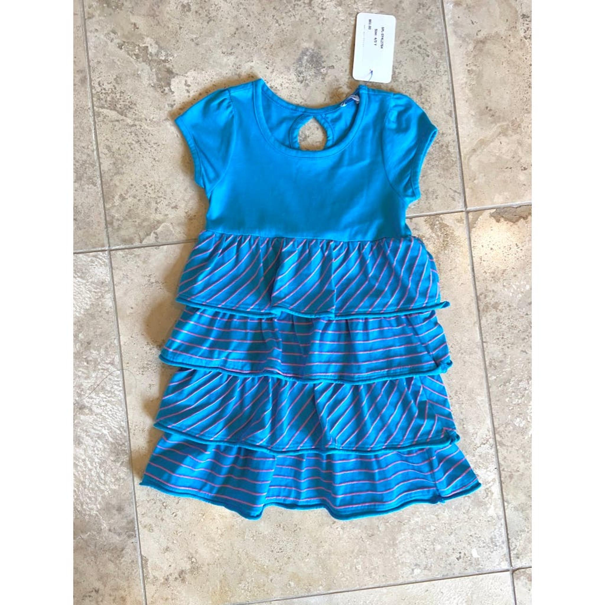 Spendid NWT turquoise & pink short sleeve ruffle dress, 4/5yrs