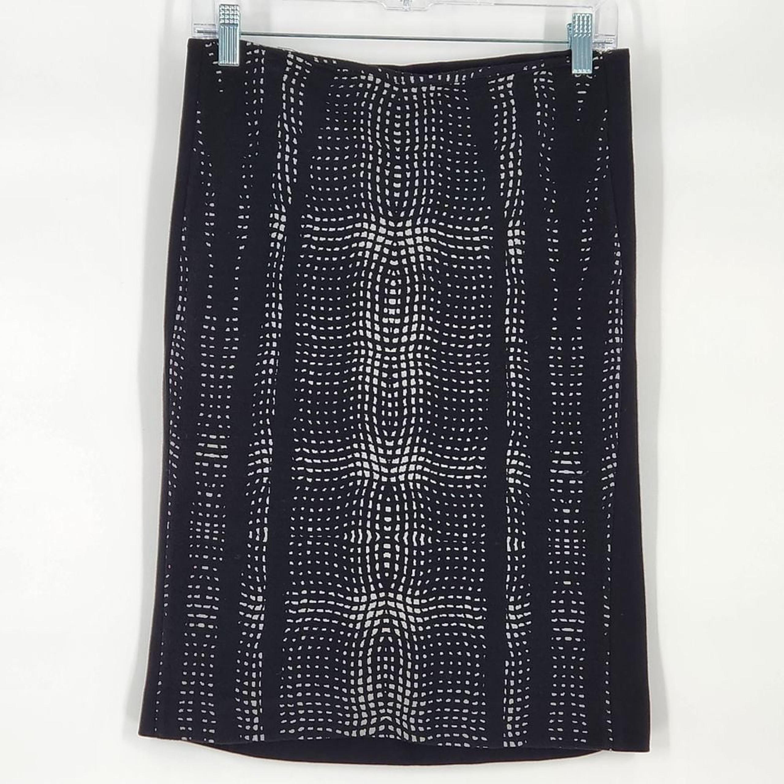 Diane Von Furstenburg Women's Panel Marta Pencil Skirt Wool Black Abstract Plaid