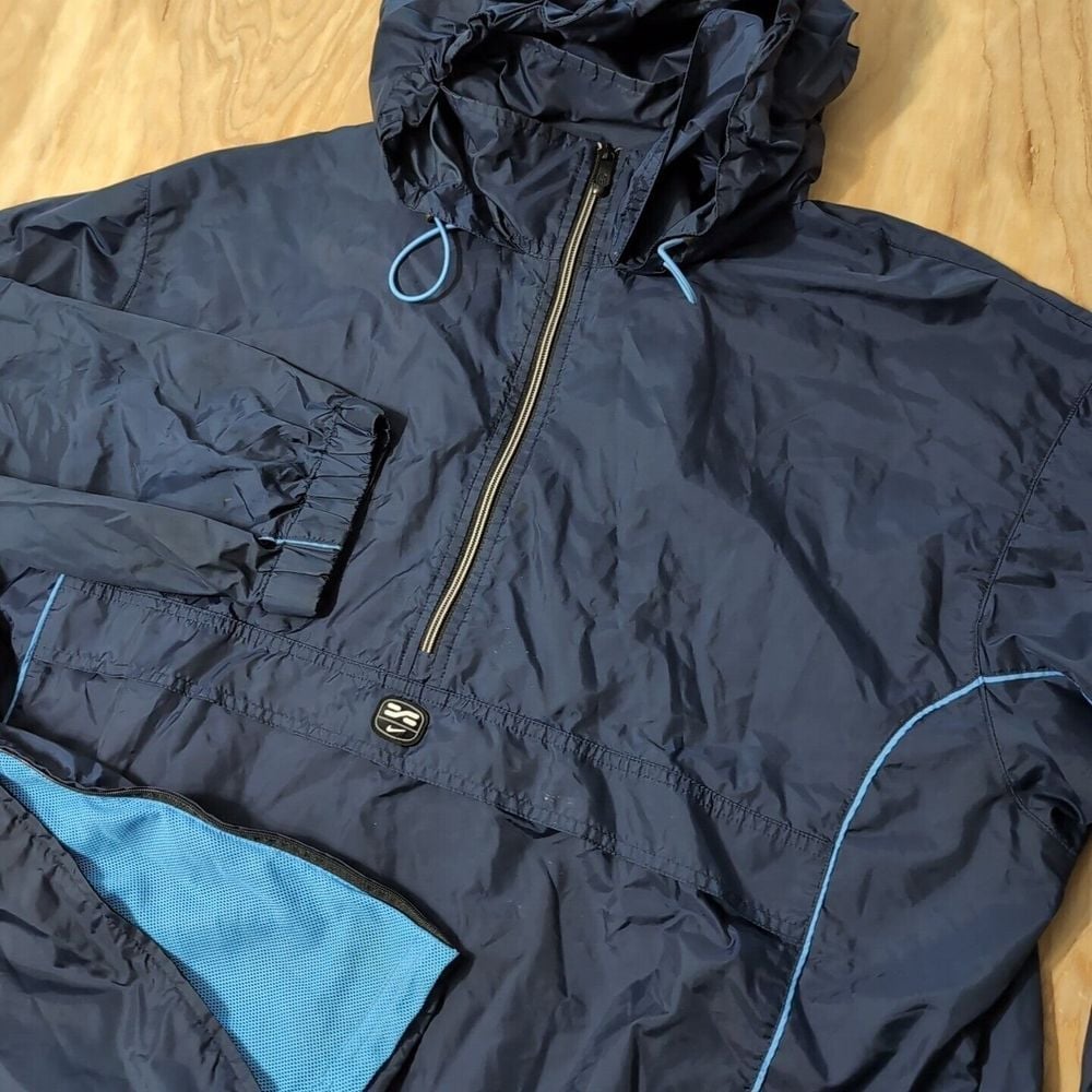 Vintage 2000s Nike Grey Label Anorak Blue WindBreaker 2XL VTG RARE SWOOSH Vented
