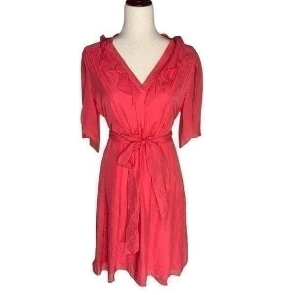 Milly Pink Silk Chiffon Ruffle Mini Dress| Size 6