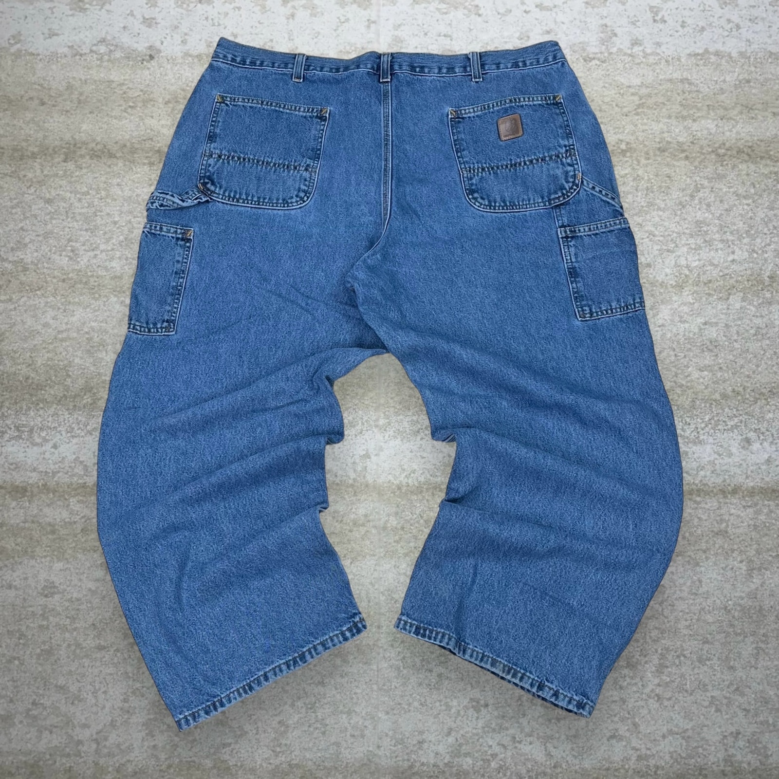 Vintage Carhartt Carpenter Jeans Baggy Wide Leg Fit Medium Wash Work Denim 90s