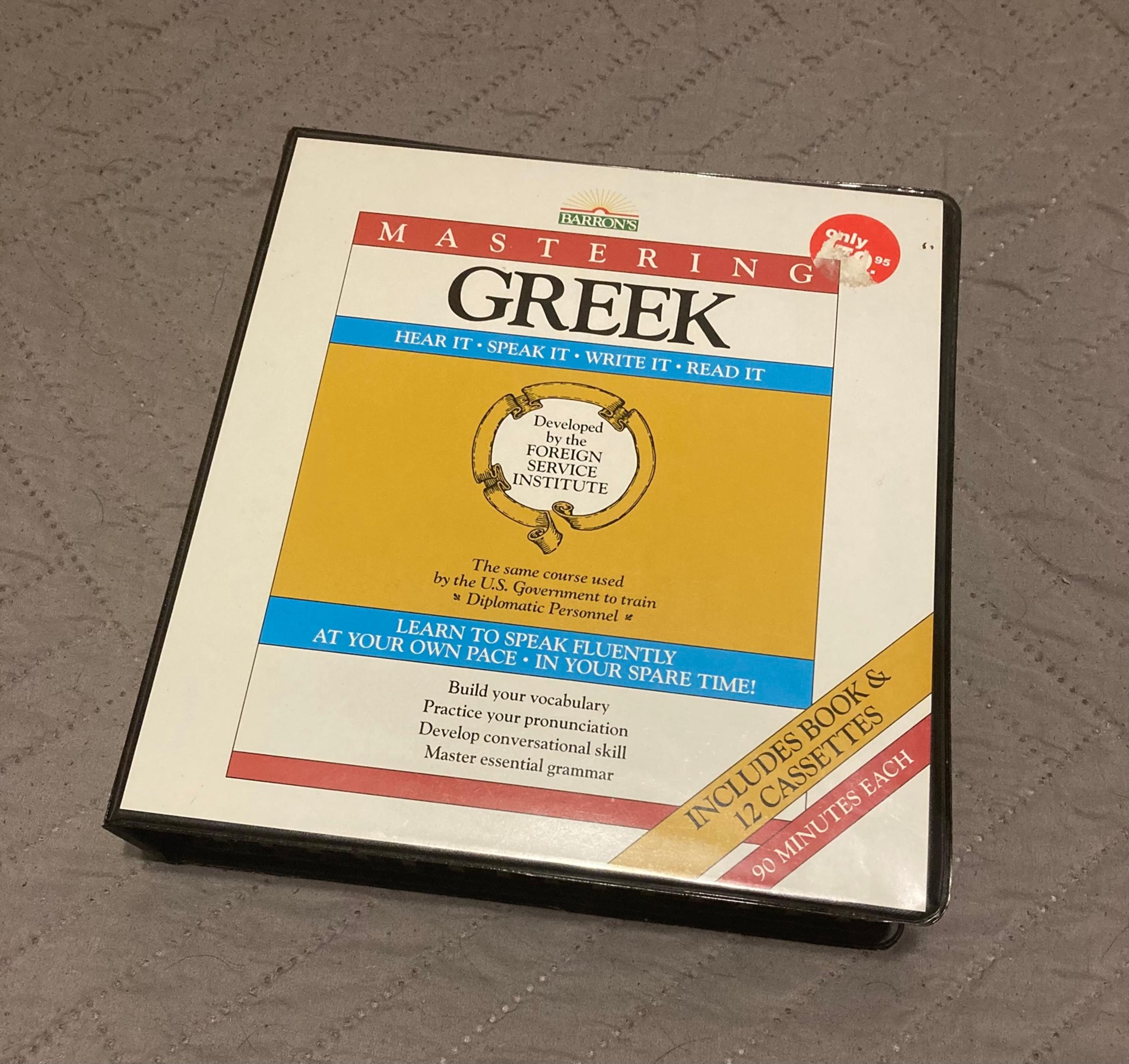 Barrons MASTERING GREEK Learn to SPEAK language course Book & Cassette tape set