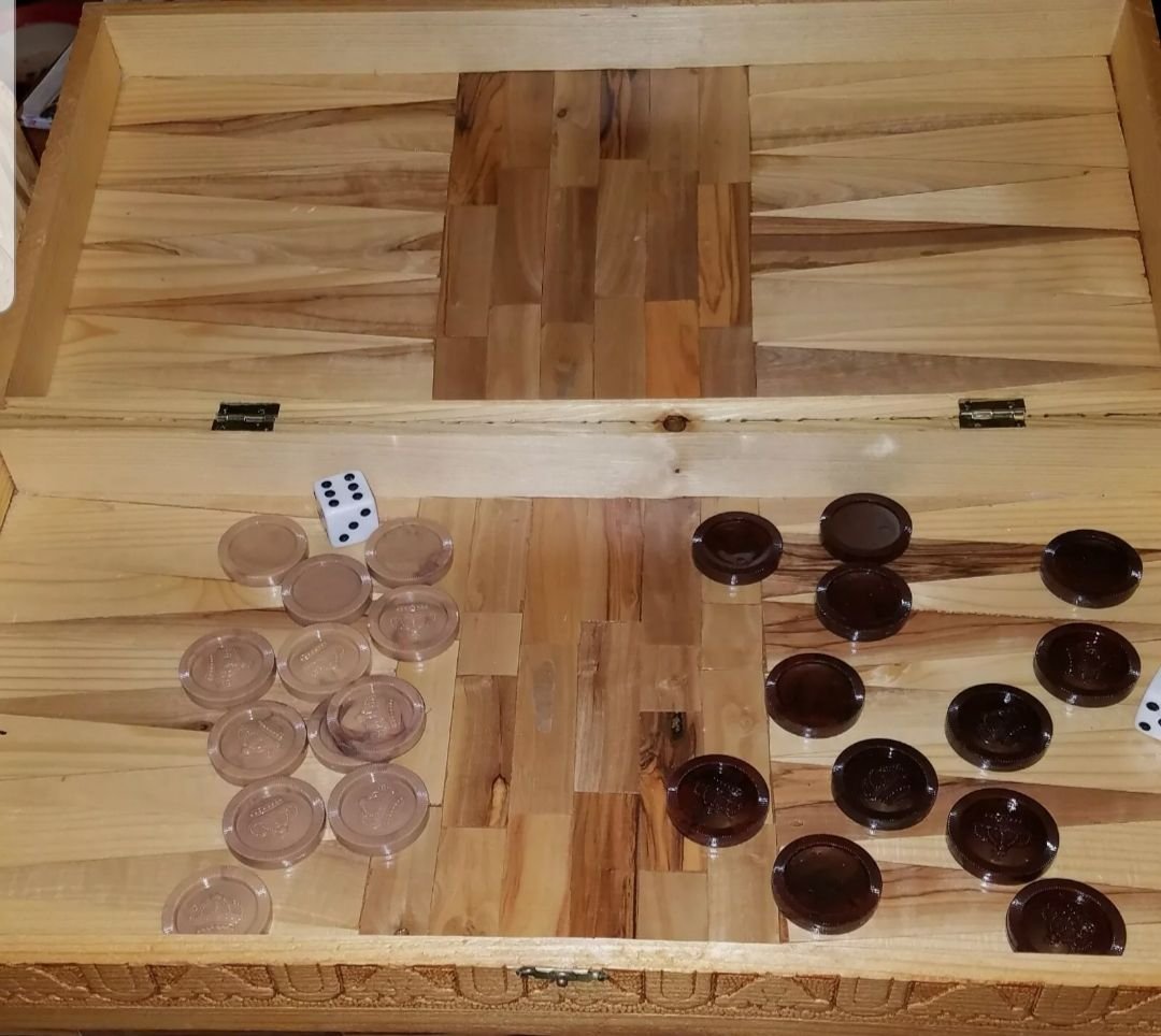Handcrafted wooden Chess/Checkers/Backgammon