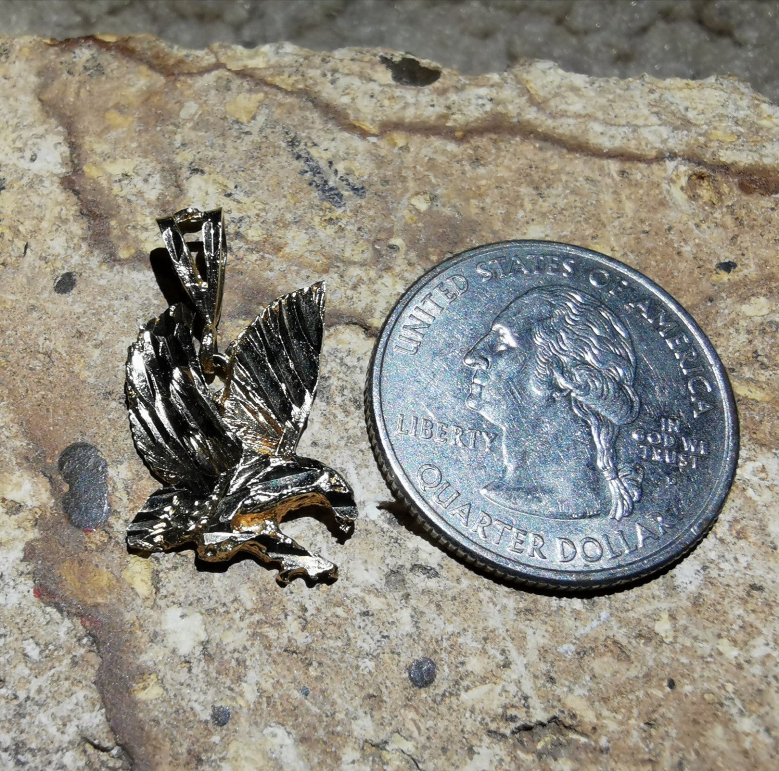 14k gold pendant flying eagle