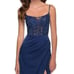 La Femme 29888 Scoop Laced A-Line Satin Embellished Evening Gown Navy Blue 4 NWT