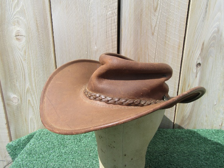 Genuine Jackaroo Brown Leather Outback Hat Made in Australia Size Large