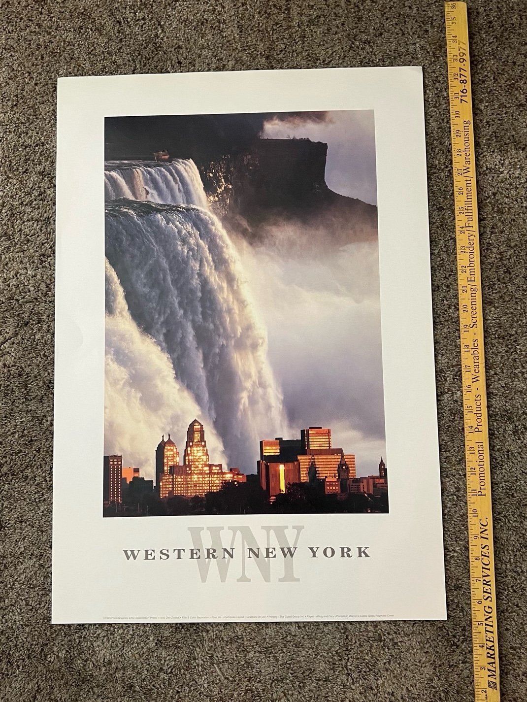 Vintage 1992 WNY Western New York Buffalo NY Niagara Falls Wall Poster Print NEW