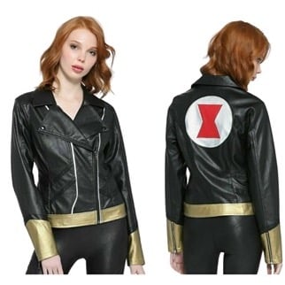 Black Widow Her Universe Marvel Avengers Moto Faux Leather Cosplay Jacket Sz S/M