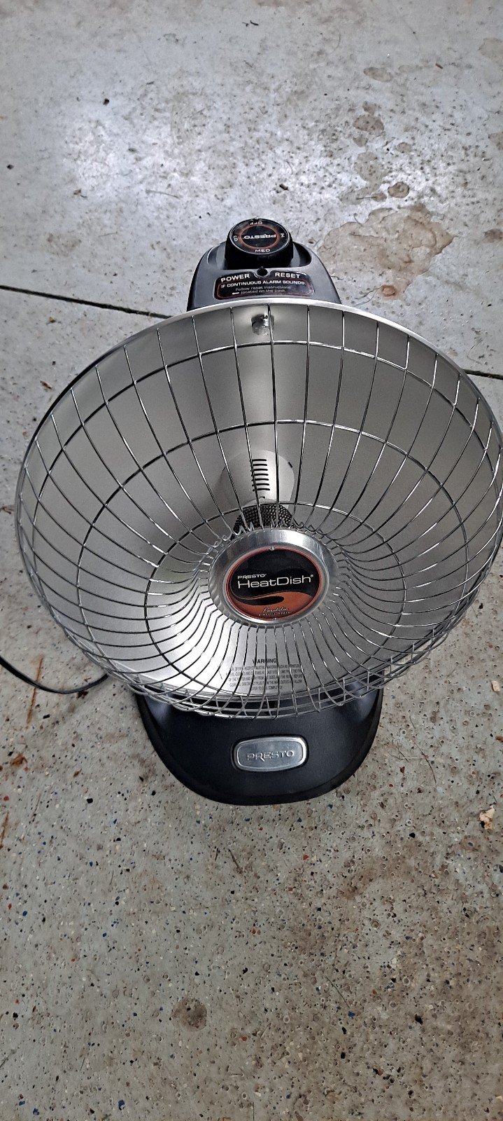 Presto Heat Dish Plus Parabolic Electric Heater Black Working Portable