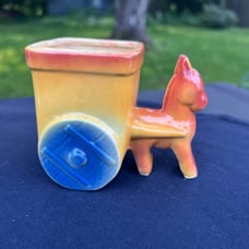 Vintage Ceramic Pottery Donkey Planter