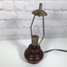 Vintage Small Wood Base Lamp Ruffled Glass Shade Hand Painted Brass Hardware