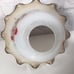 Vintage Small Wood Base Lamp Ruffled Glass Shade Hand Painted Brass Hardware