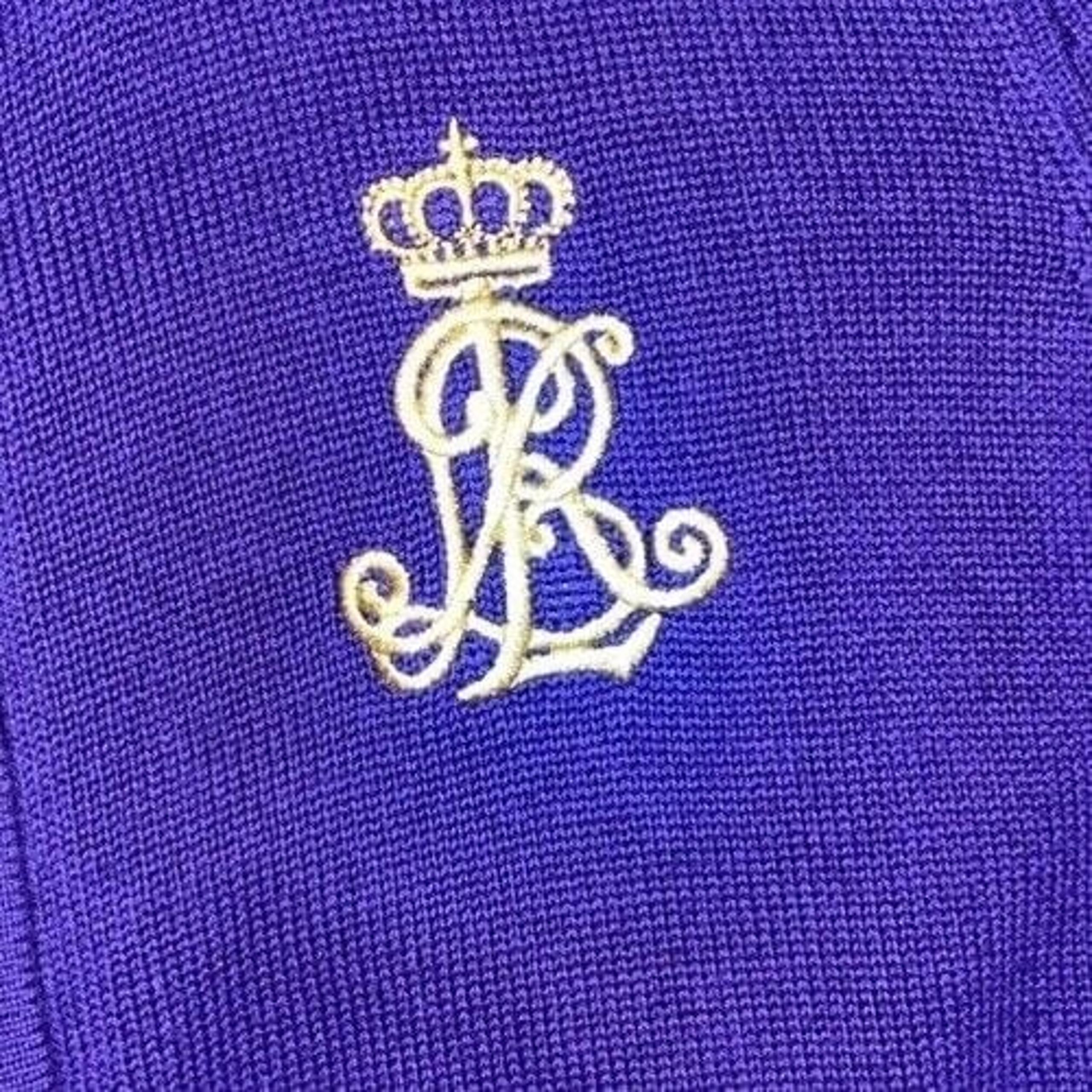 Lauren Ralph Lauren Monogram Logo Purple Full Zip Sweater Women's Size Medium