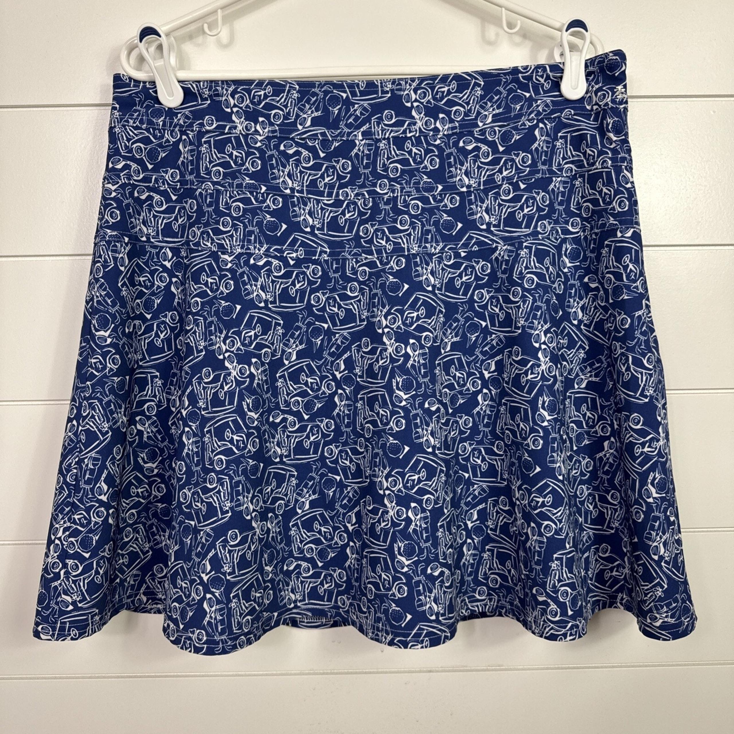 Women's Izod Golf Blue White Golf Cart Pattern Activewear Skort sz 12