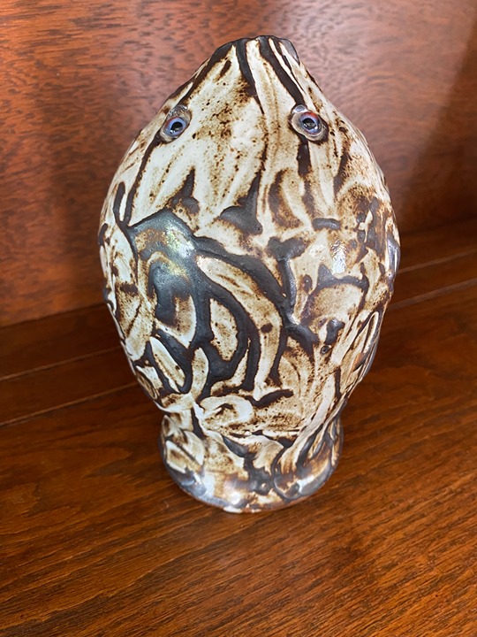 Studio Pottery Piece Signed Haeger Art Vase Fish with Blue Eyes