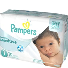 QTY 2 Pampers Swaddlers Sensitive Disposable Diapers Newborn Size 1 ( lb), 30 Co