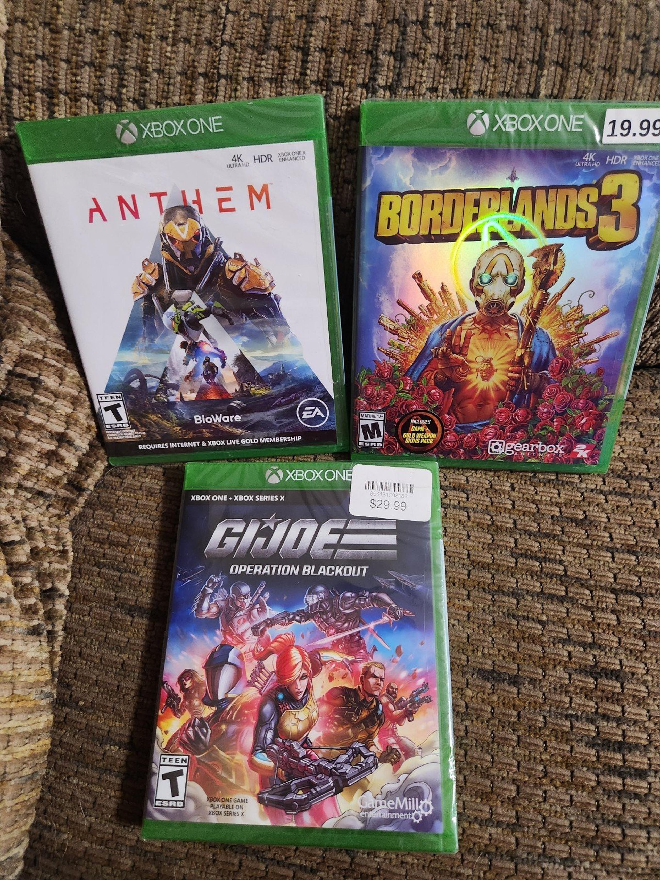 Anthem Borderlands 3 GI Joe Operation Blackout Microsoft Xbox One 3 Games New