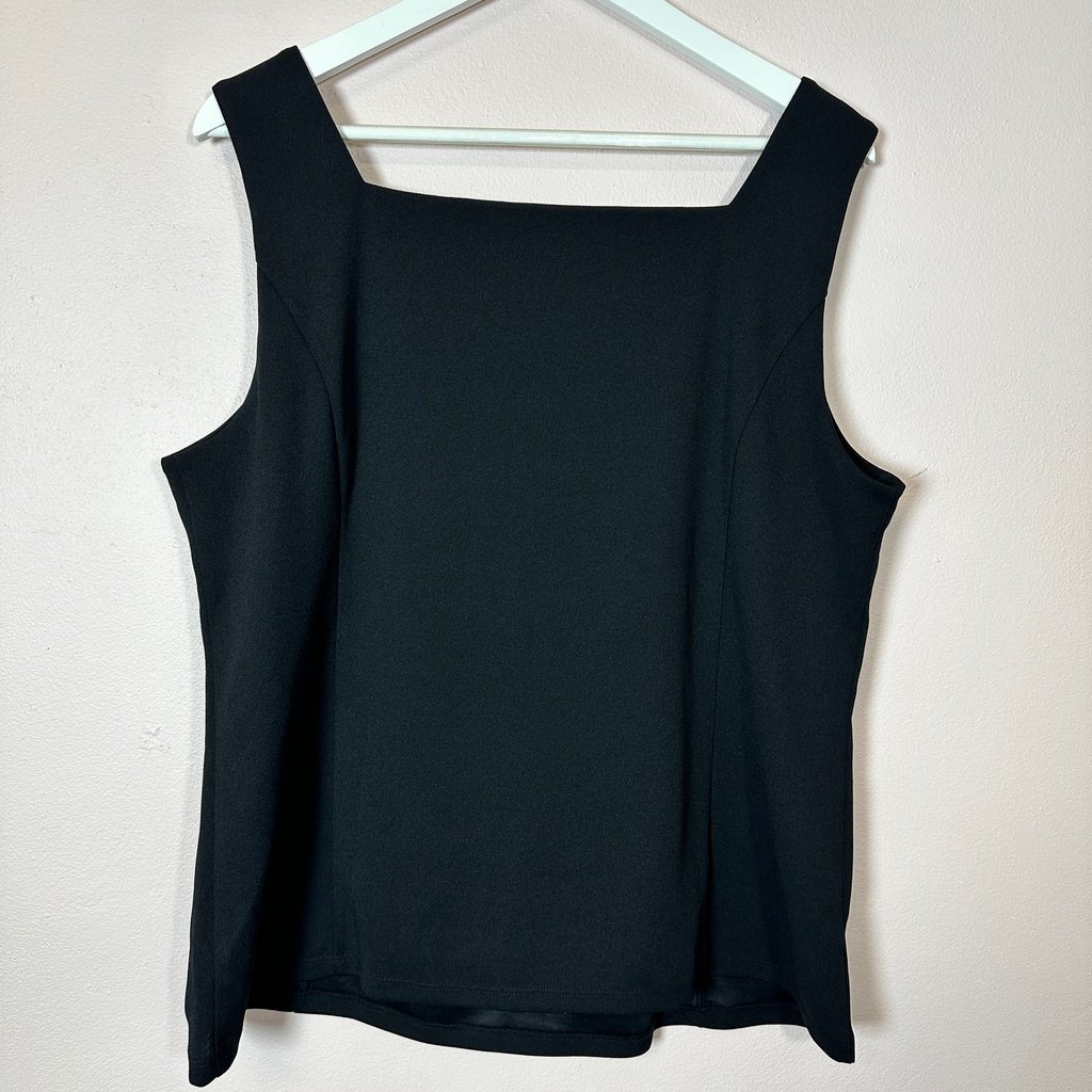 Ann Taylor Black Squareneck Sleeveless Top, Size XL