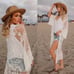 Mesh kimono lace crochet cardigan cover up swim beach