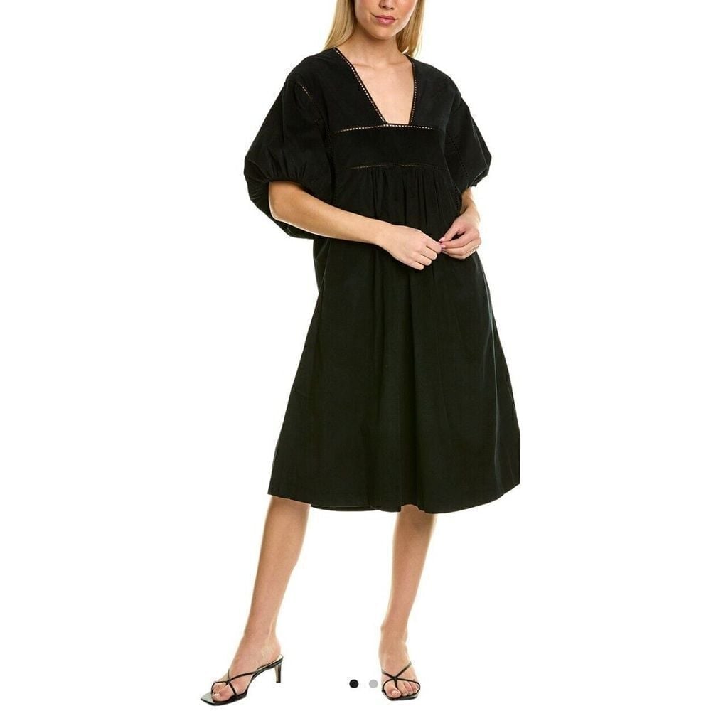NEW! St. Roche Lake Midi Dress Black Cotton Corduroy Empire Waist Size 2 398