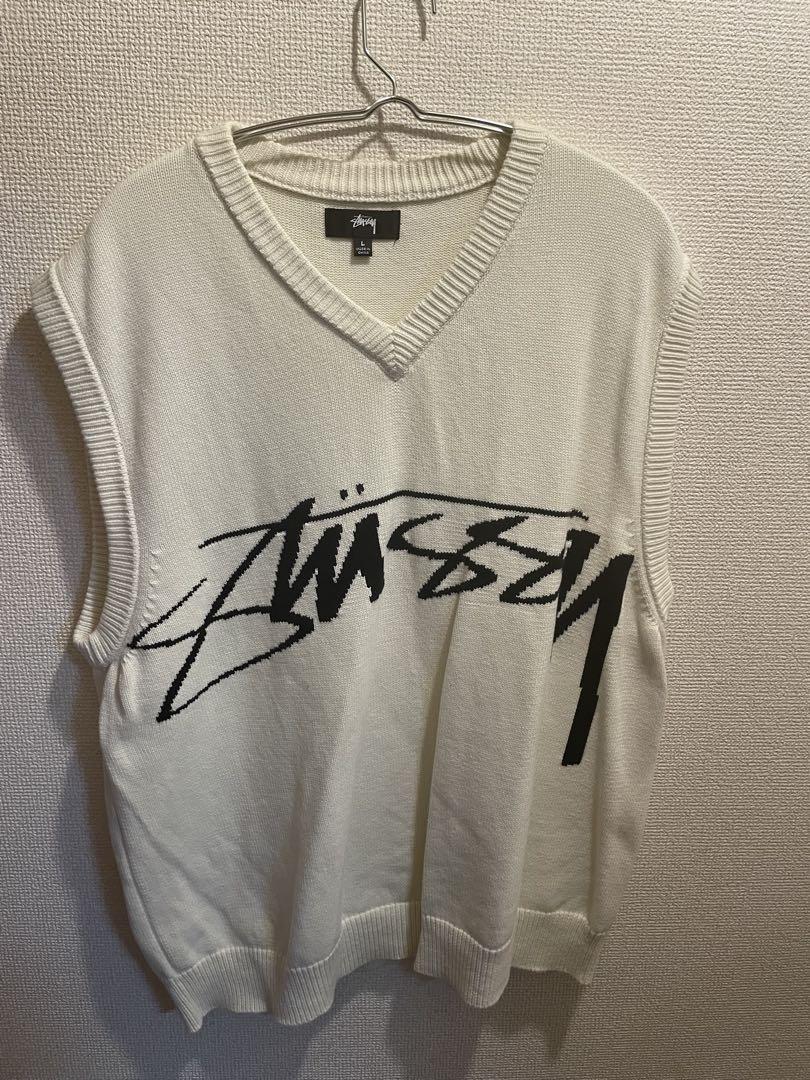 Stussy White V-Neck Vest
